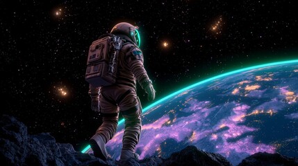 Astronaut on Alien Planet  Space Exploration  Cinematic Sci Fi Artwork