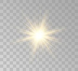 Transparent yellow sunlight special lens flash light effect. Front solar flare lenses