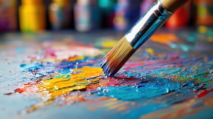 Obraz premium Colorful Brush Strokes on Canvas with Vibrant Paint Background