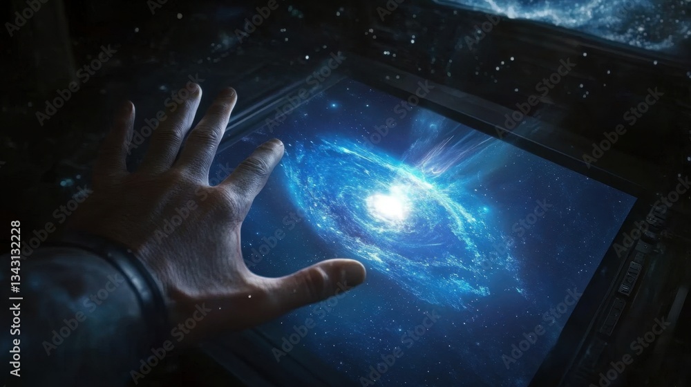 Poster augmented reality innovation with a virtual interface projected into space.
