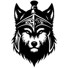 Silhouette portrait of wolf warrior