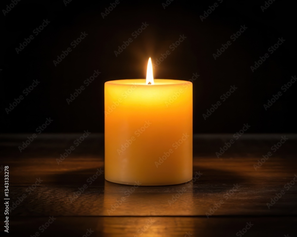 Poster aglowing candle emits warmth against a dark background home still life intimate setting close-up com