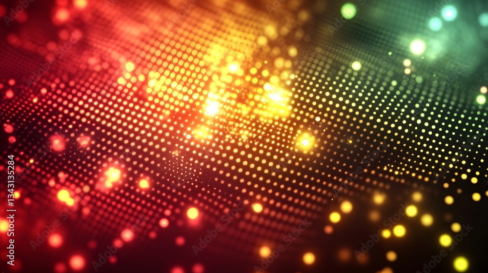 Aufkleber an abstract and colorful digital display of glowing dots and light