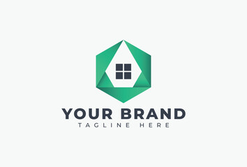 Cube Box Real Estate Hexagon Logo Design