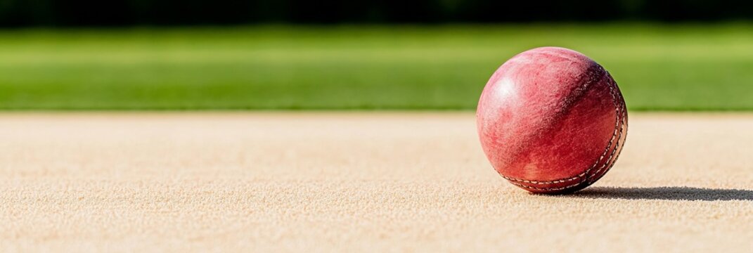 Elegant A batsman narrowly avoiding an LBW dismissal the red ball missing the stumps by inches as the bowler watches in anticipation 