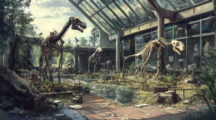 Obraz premium Decayed Dinosaur Museum