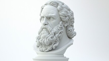 Obraz premium Antique Greek Philosopher Bust 3D Render High Resolution White Background