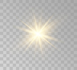 Transparent yellow sunlight special lens flash light effect. Front solar flare lenses