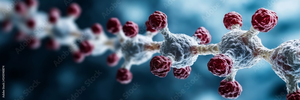 Poster elegant a conceptual 3d rendering of botulinum neurotoxin molecules attacking nerve cells visually d