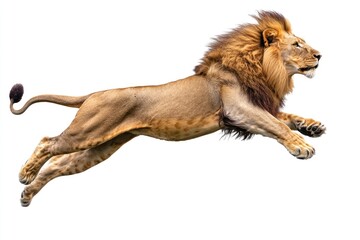 Fototapeta premium A majestic lion in mid air jumping gracefully towards something