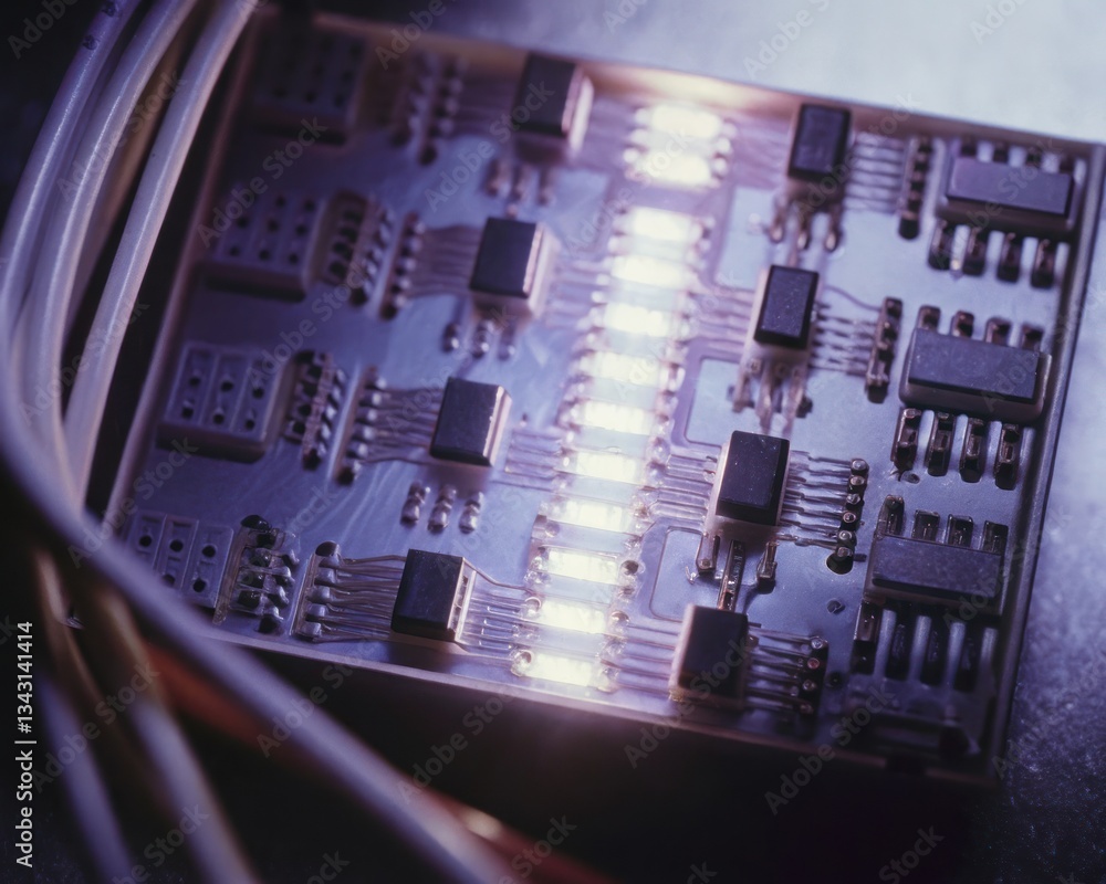 Aufkleber close-up view of circuit board showcasing intricate design technology lab digital photography dark e