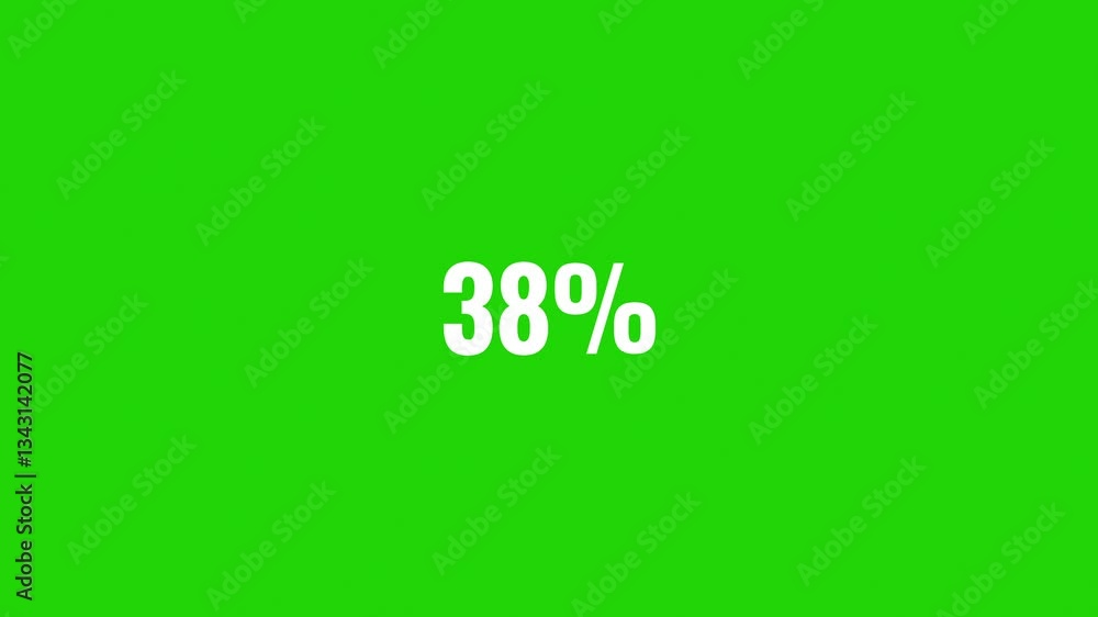 Poster digital progress percentage bar smoothly counting up from 0% to 100% with a green screen backdrop. p