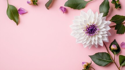 Fototapeta premium Space Dahlia Purple Scene Pastel Autumn Vibe Right