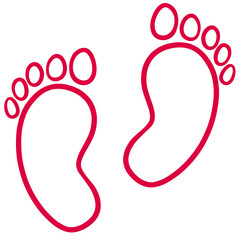 red outline human footprint icon