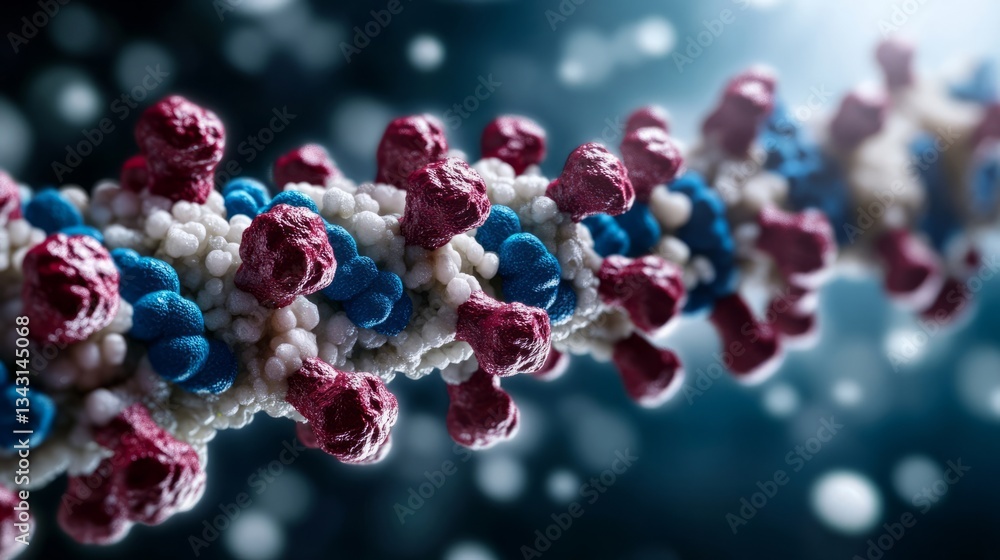 Aufkleber elegant a high resolution microscopic view of a peptide interacting with a cell membrane highlightin