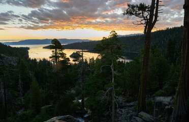 Sunrise above Lower Eagle Falls. Emerald Bay. Lake Tahoe. California.