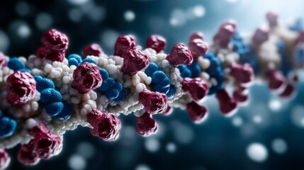 Obraz premium Elegant A high resolution microscopic view of a peptide interacting with a cell membrane highlighting its role in biological functions 