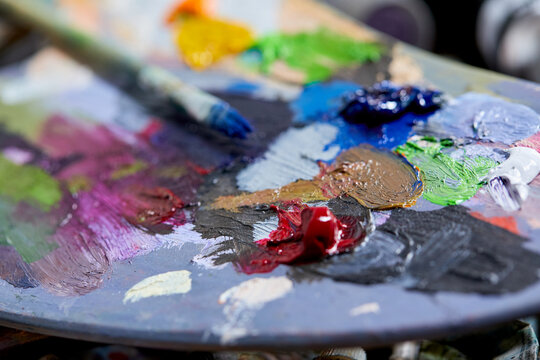 Vibrant strokes of creativity come to life on a painter's palette