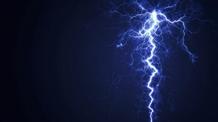 Fototapeta premium Dramatic Night Storm Blue Lightning Bolt High Resolution Image