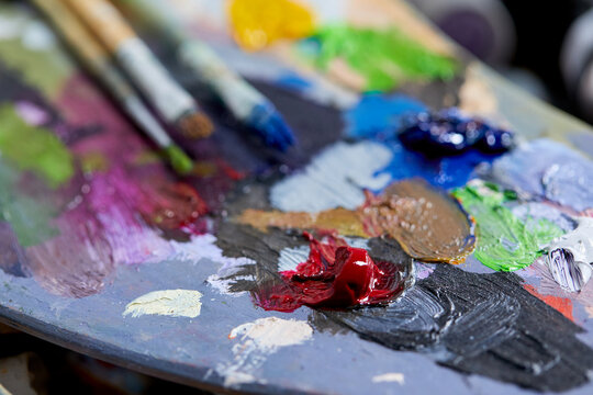 Vibrant strokes of creativity come to life on a painter's palette
