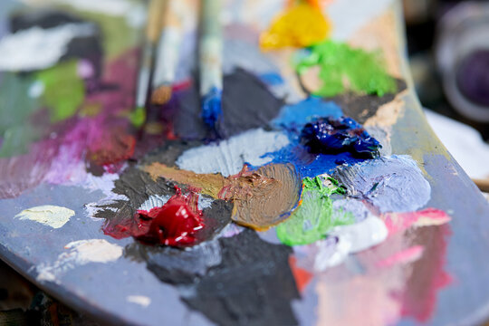 Vibrant strokes of creativity come to life on a painter's palette