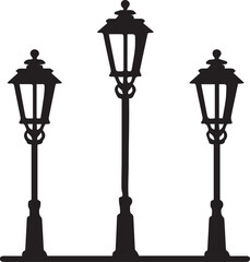 Obraz premium Isolated vintage lamppost Vintage Garden Lamp Silhouette street light vector illustration 
