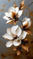 Stunning abstract art painting showcasing a magnolia flower for wall decor.