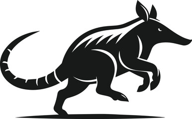 Aardvark running at full speed animal silhouette vector