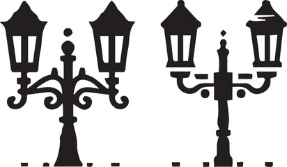 Isolated vintage lamppost Vintage Garden Lamp Silhouette street light vector illustration
