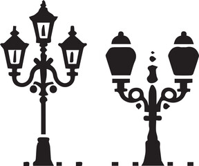 Obraz premium Isolated vintage lamppost Vintage Garden Lamp Silhouette street light vector illustration 