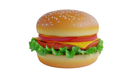 3d rendering of a cartoon sandwich with chees isolated on white background 