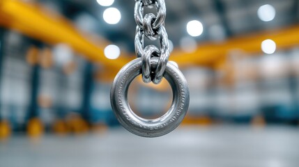 Industrial metal chain link with ring