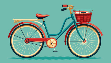 Fototapeta premium Retro Bicycle with Basket and Classic Design White background