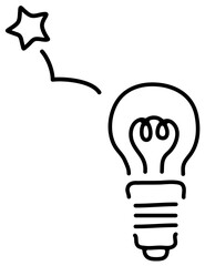 電球と星の白黒イラスト