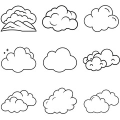 Set of Clouds line art icon vector  illustration 