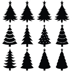 Obraz premium Tree silhouette and Tropical leaves vector isolated on white background.