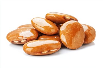Pile of ripe adzuki beans showcasing natural texture on white backdrop with reflection studio shot
