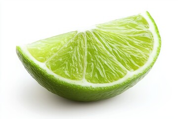Vibrant Lime Slice Radiating Freshness A Close Up Studio Shot Of Citrus Fruit On White Background Revealing Juicy Pulp