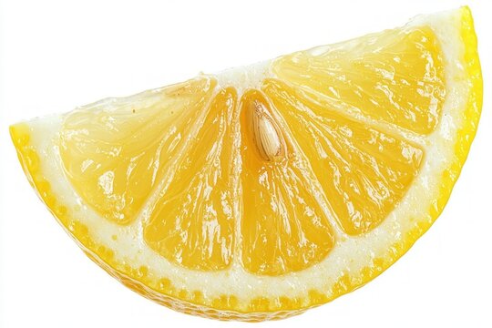 Vibrant citrus lemon slice displaying juicy texture on white background  a refreshing close up freshness