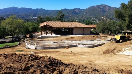 Modern warehouse being constructed with a combination of concrete and steel.