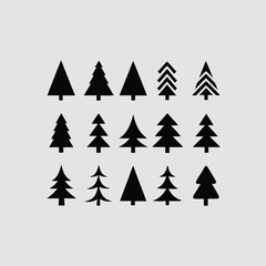 Obraz premium Tree silhouette and Tropical leaves vector isolated on white background.