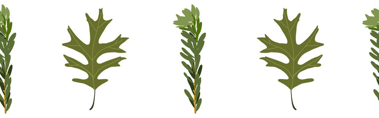 Green leaves border on a white background. Hand-drawn illustration. Perfect for spring and summer.