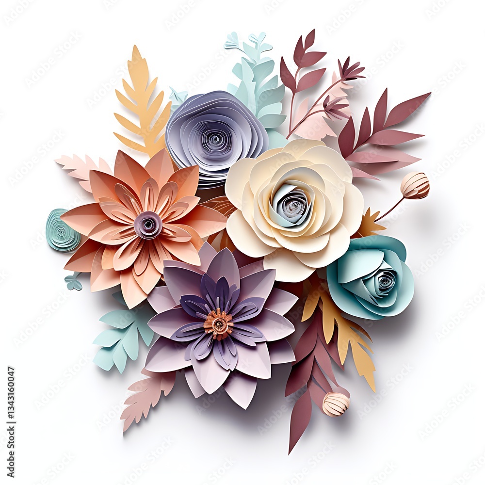 Poster paper floral bouquet: a delightful composition of handcrafted paper flowers, showcasing a vibrant ar