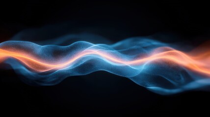 Obraz premium Abstract Blue And Orange Particle Wave On Dark Background