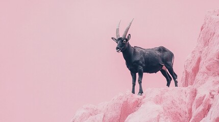 Space Black Ibex Scene Horns Text Pink Mountain Vibe