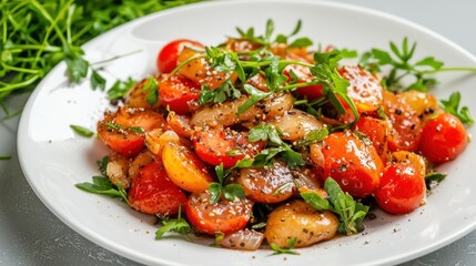 Grilled Tomato Salad with Fresh Parsley and Herbs A Delightful Gourmet Composition Studio Shot