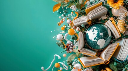 Global Knowledge  Books  Globe  Abstract Art  Education Concept