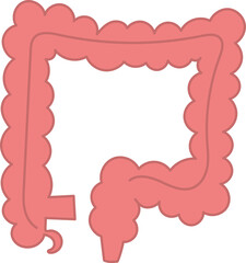 シンプルで優しい色使いの大腸イラスト