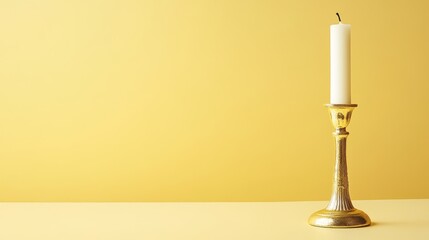 Space Golden Candlestick View Elegant Yellow Empty
