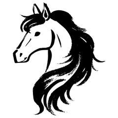 墨で手描きした和風の馬のイラスト